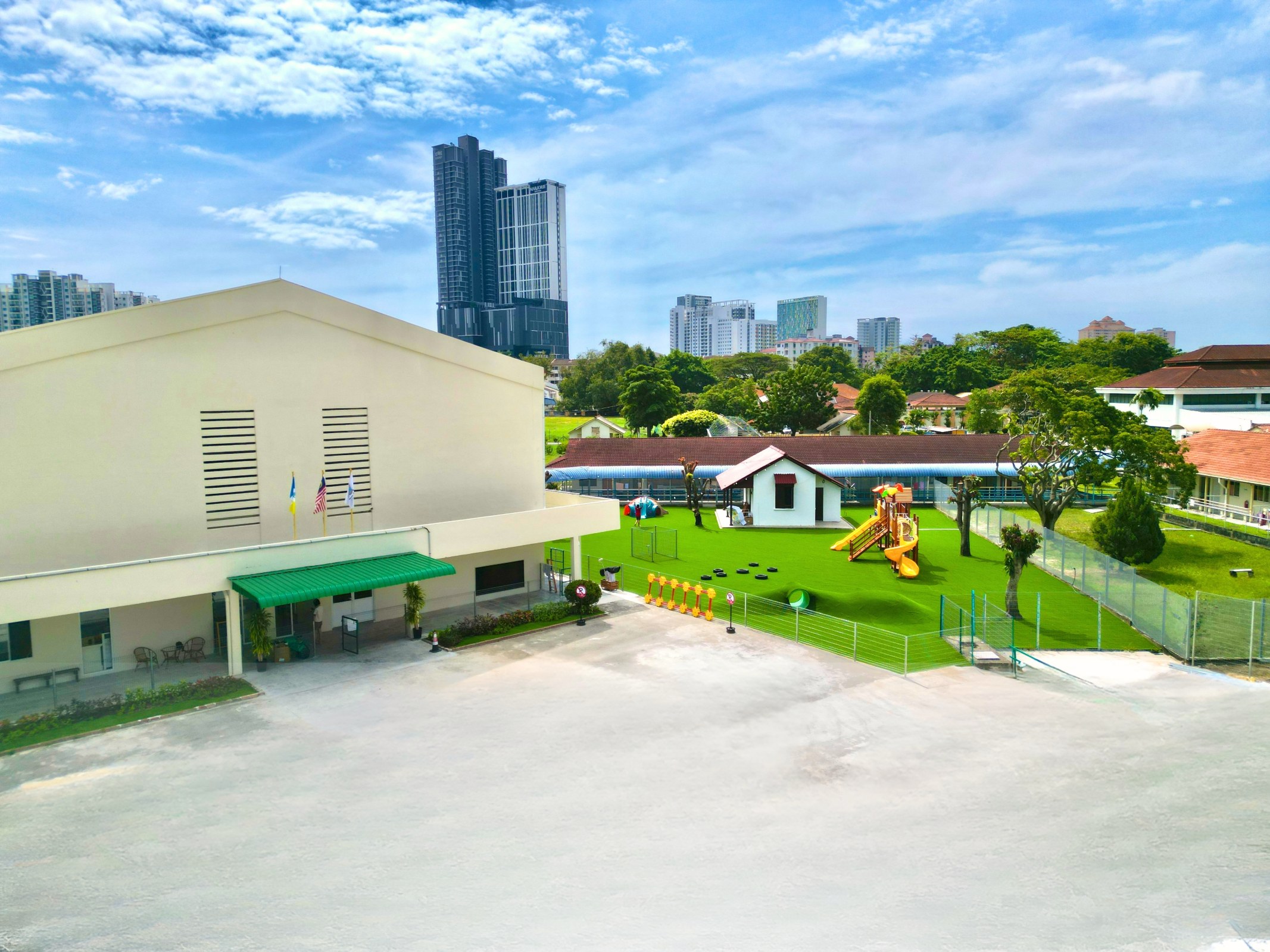 A wide view of the Sungai Nibong campus and playground